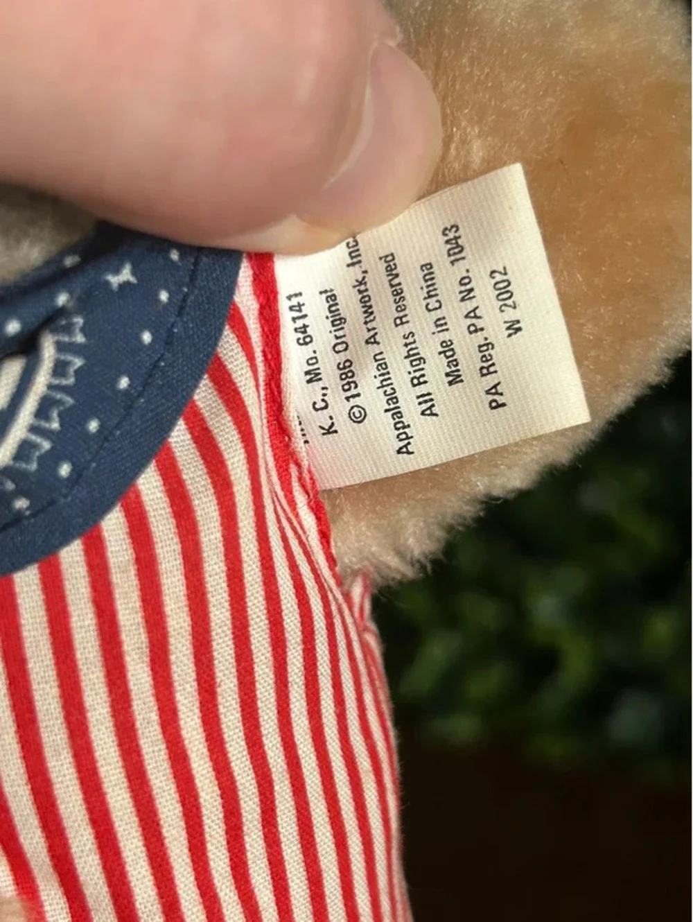 Vintage 1986 Furskins Bear Wendy’s Appalachian Artworks Plush Original Tag